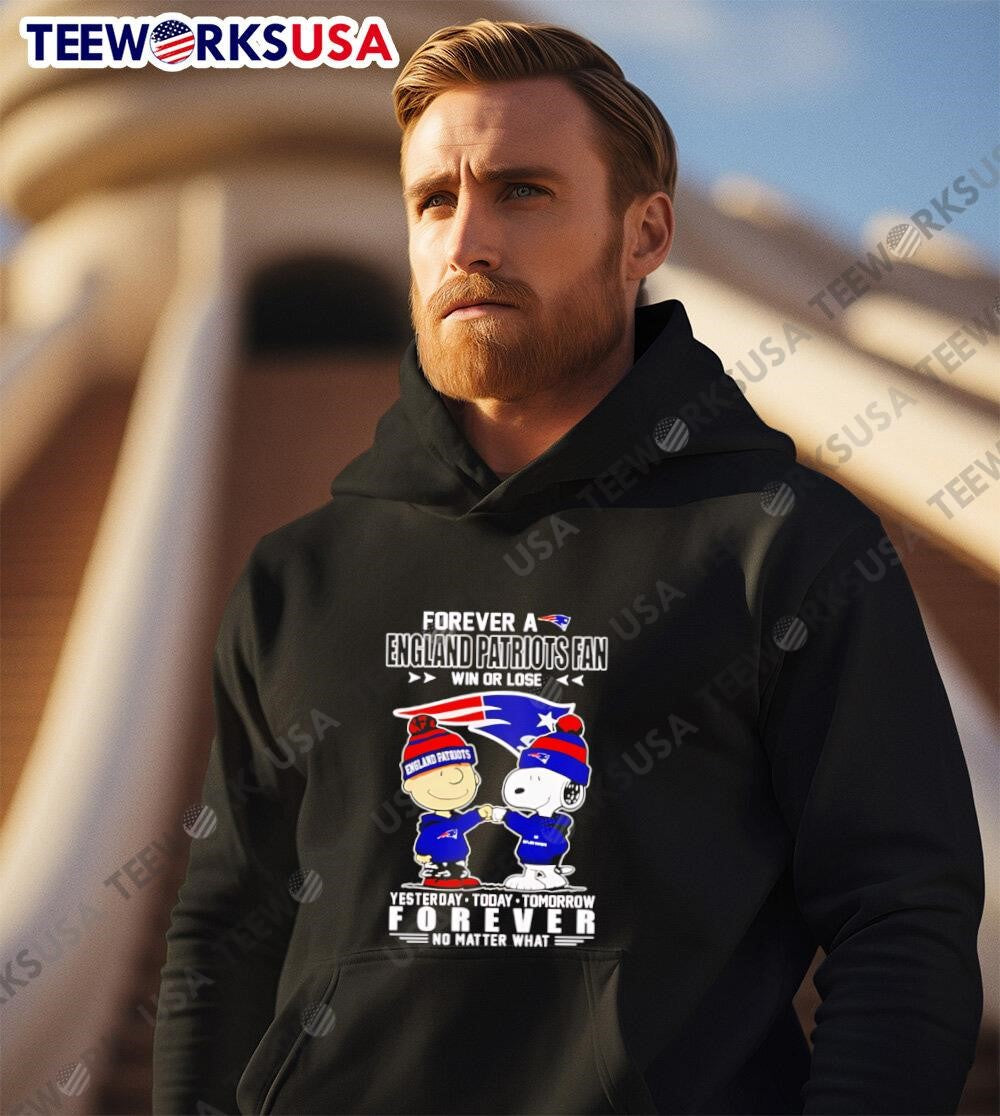 Snoopy x Charlie Brown forever a England Patriots fan - Adult & Kids T-Shirts, Sweatshirts & Hoodies apparel design preview 2