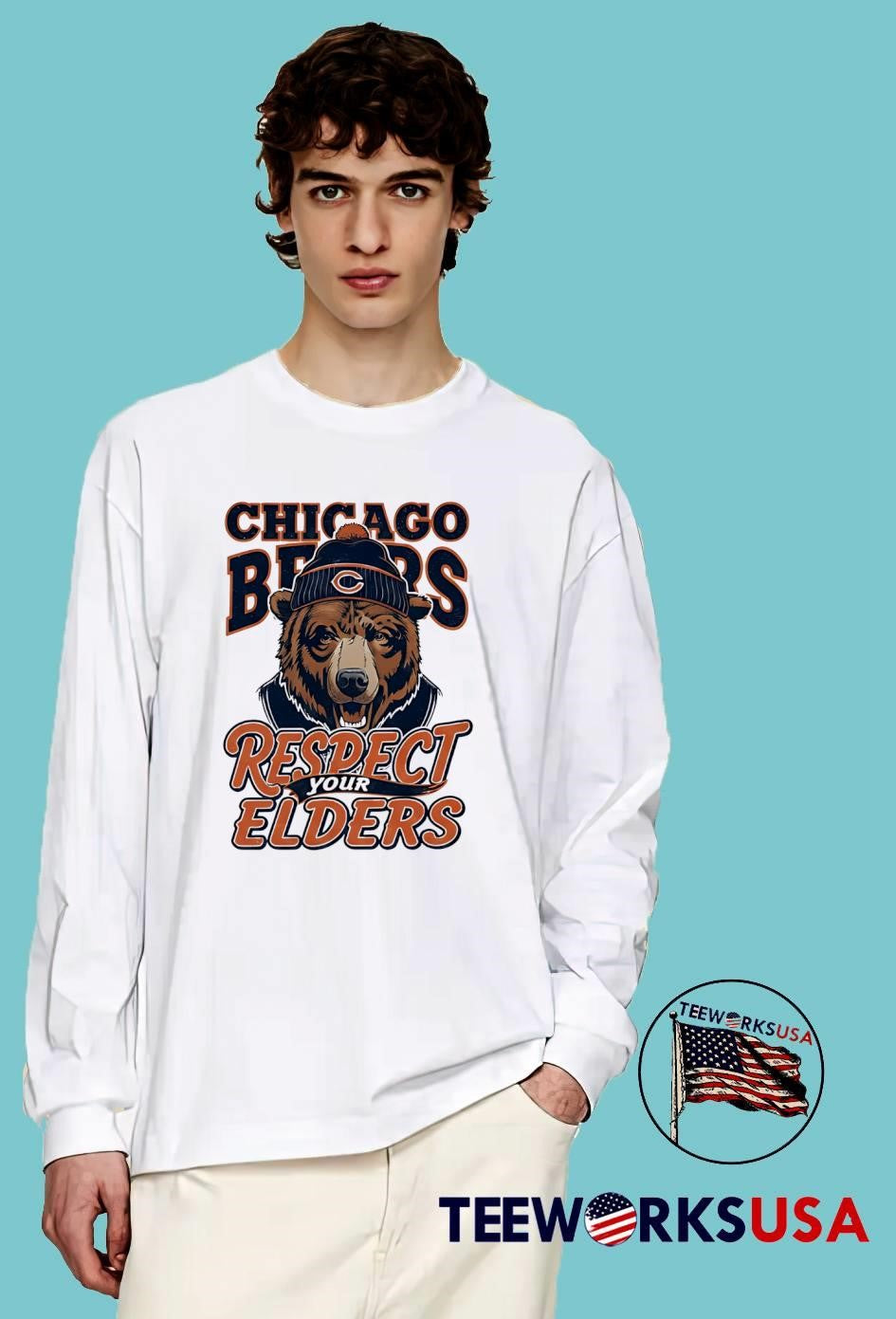 Chicago Bears Respect Your Elders - Adult & Kids T-Shirts, Sweatshirts & Hoodies apparel design preview 3
