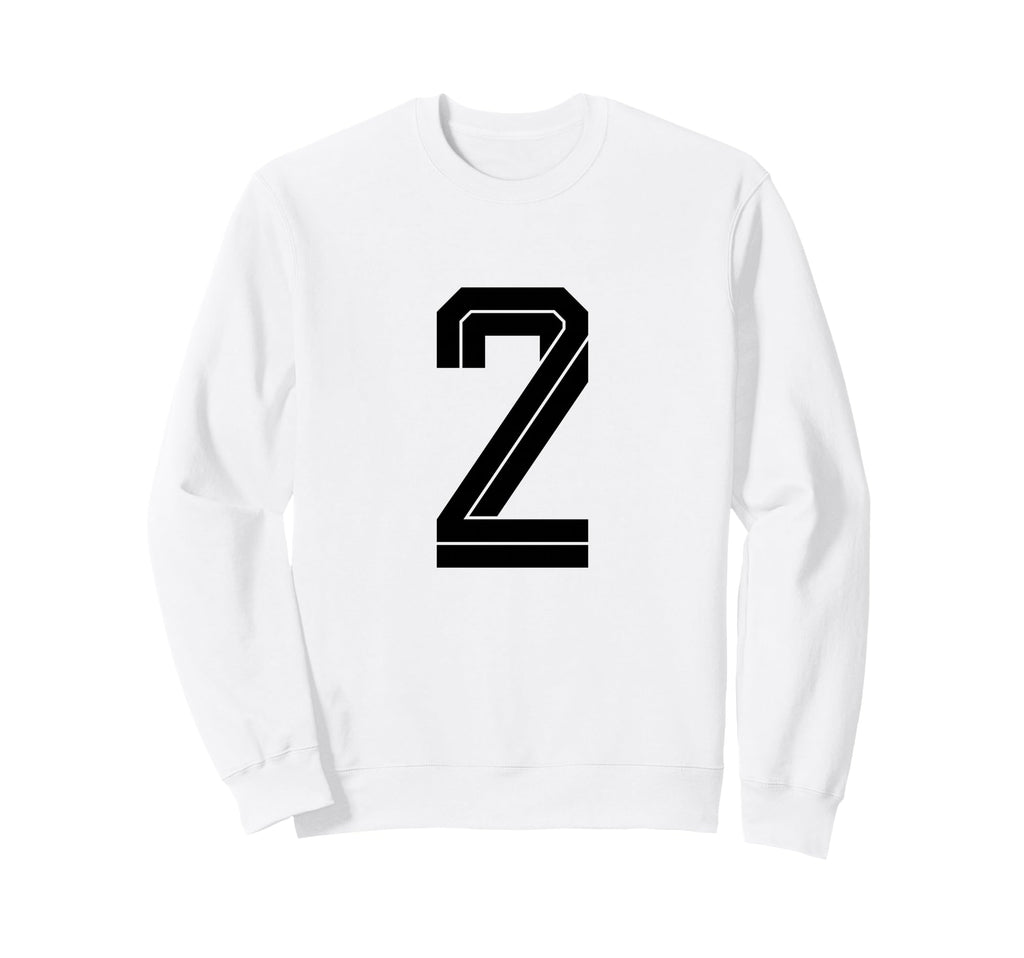 2 White Number 2 Sports Fan Soccer Sweatshirt - Casual Everyday Wear Unisex - T-Shirt, Sweatshirt, Hoodie