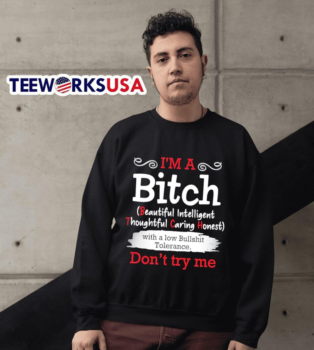 I'm a bitch beautiful intelligent thoughtful caring - Adult & Kids T-Shirts, Sweatshirts & Hoodies apparel design preview 6