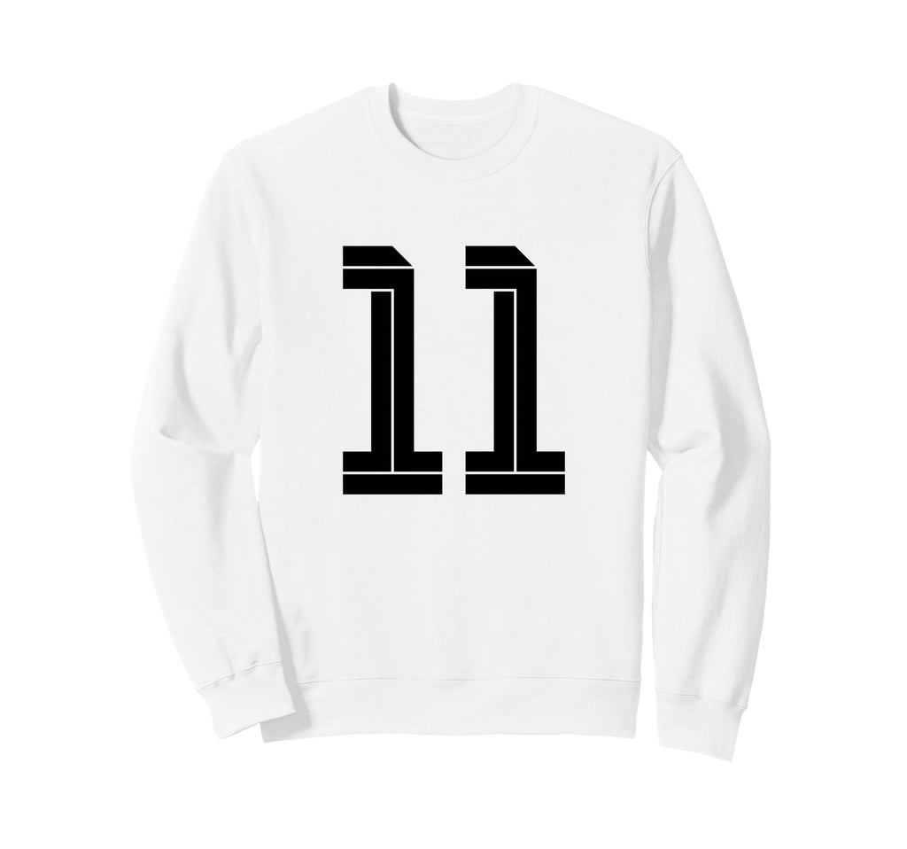 11 White Number 11 Sports Fan Sweatshirt - Casual Everyday Wear Unisex - T-Shirt, Sweatshirt, Hoodie