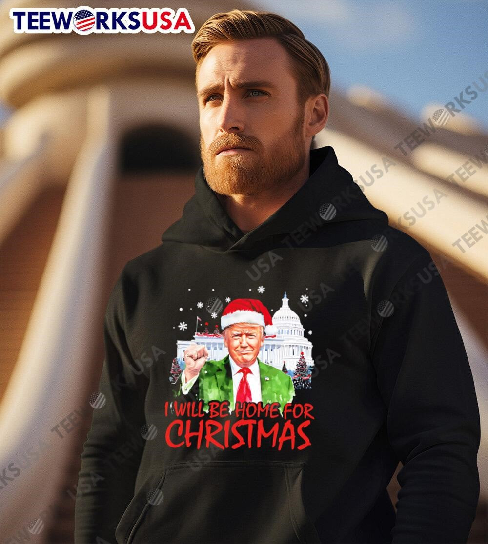 I will Be Home For Christmas Trump - Adult & Kids T-Shirts, Sweatshirts & Hoodies apparel design preview 2