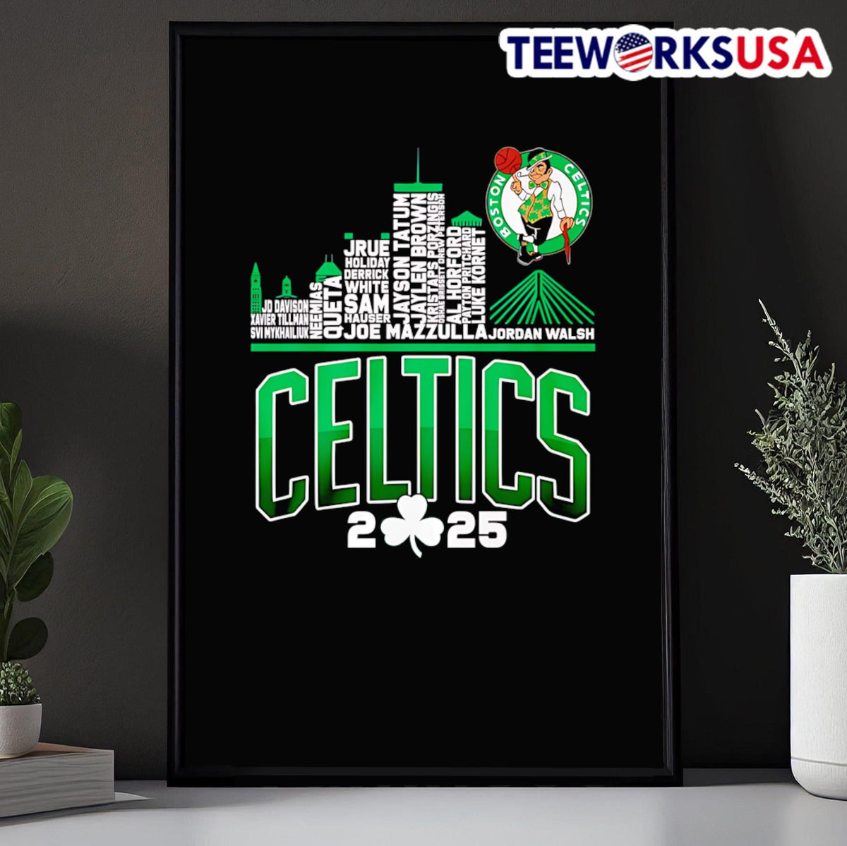 Boston Celtics 2025 skyline name - Adult & Kids T-Shirts, Sweatshirts & Hoodies apparel design preview 5