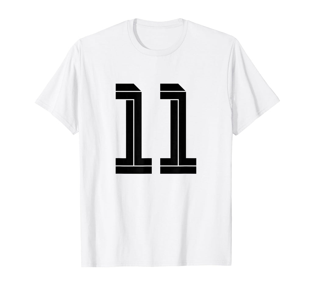 11 White Number 11 Sports Fan T-Shirt - Fun Novelty Design for Adults - T-Shirt, Sweatshirt, Hoodie