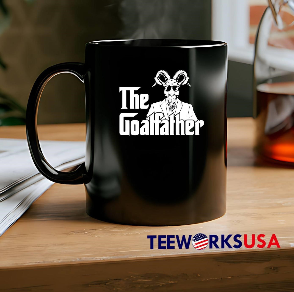 The Goatfather Goat - Adult & Kids T-Shirts, Sweatshirts & Hoodies apparel design preview 2