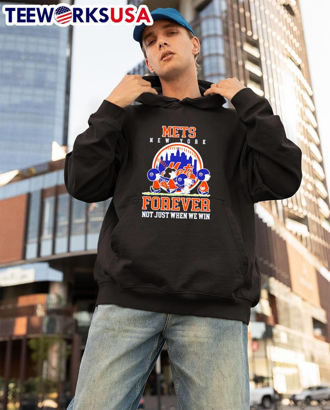 New York Mets forever not just when we win Peanuts - Adult & Kids T-Shirts, Sweatshirts & Hoodies apparel design preview 3