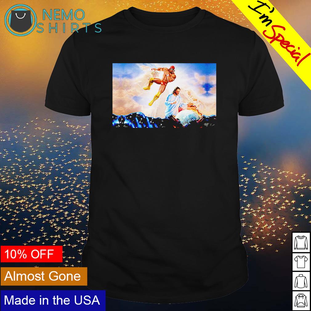 Macho Man Randy Savage Elbow Drop Jesus - Adult & Kids T-Shirts, Sweatshirts & Hoodies apparel design preview 1