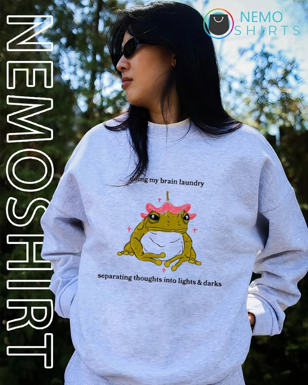 Brain Laundry Frog Separating Thoughts into Lights - Adult & Kids T-Shirts, Sweatshirts & Hoodies apparel design preview 4