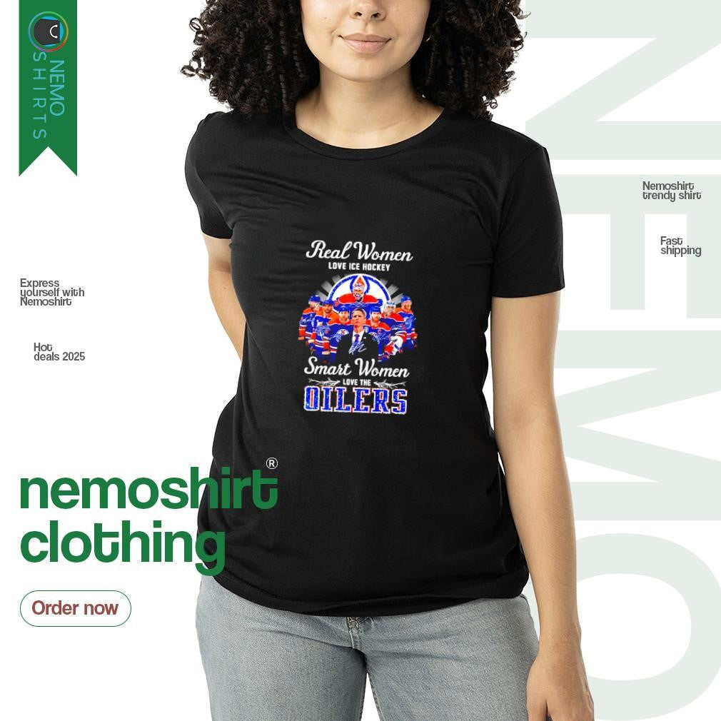 Real women love ice hockey smart the Edmonton Oilers - Adult & Kids T-Shirts, Sweatshirts & Hoodies apparel design preview 3