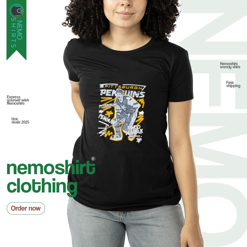 Mario Lemieux Pittsburgh Penguins retro graphic - Adult & Kids T-Shirts, Sweatshirts & Hoodies apparel design preview 3