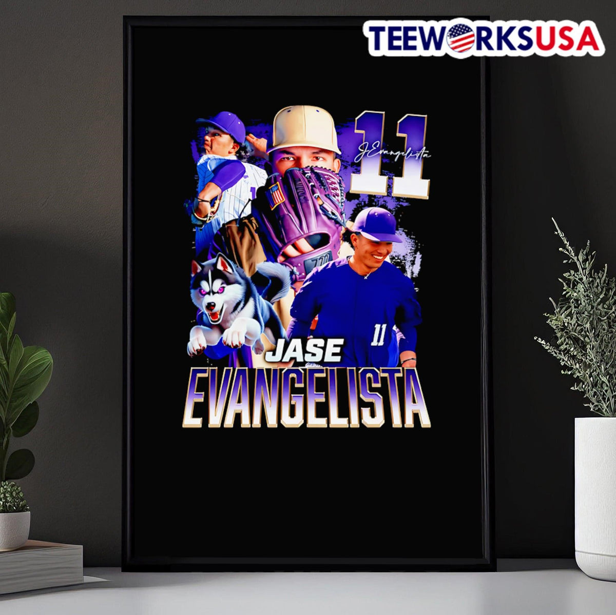 Jase Evangelista Washington Huskies baseball retro - Adult & Kids T-Shirts, Sweatshirts & Hoodies apparel design preview 5