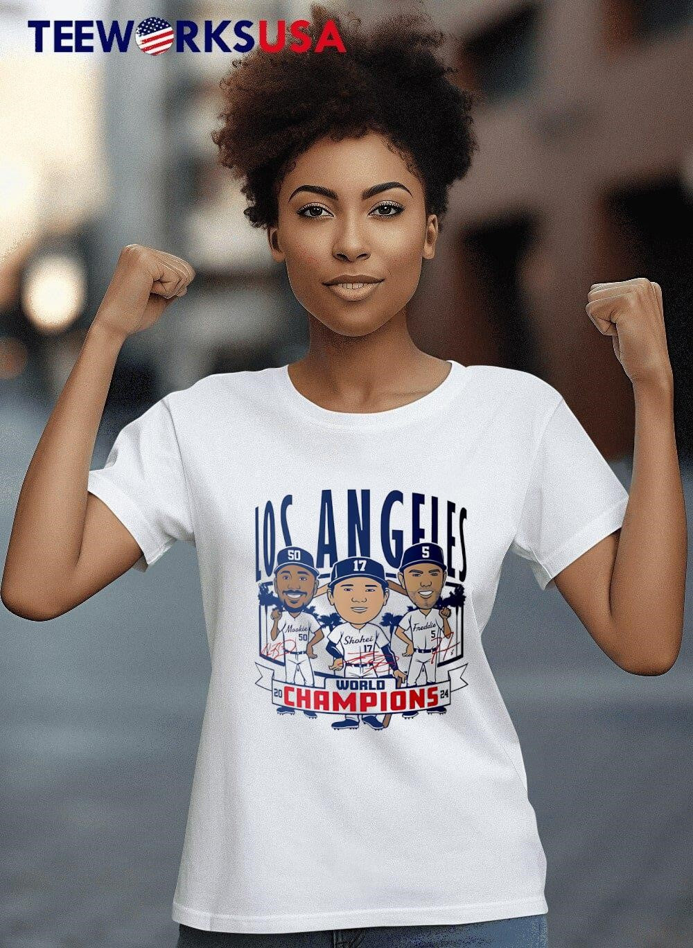Dodgers 2024 World Champions Caricatures cartoon - Adult & Kids T-Shirts, Sweatshirts & Hoodies apparel design preview 4