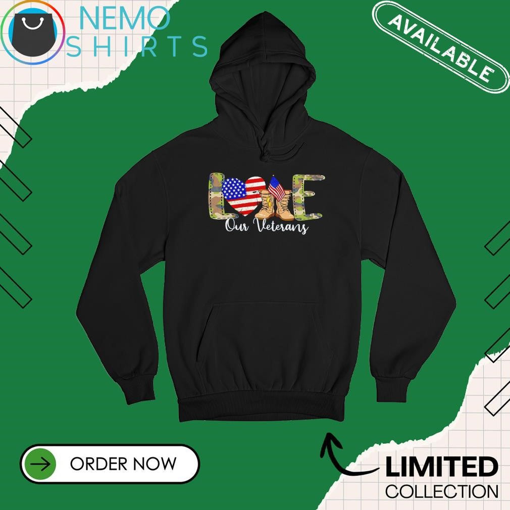 Love Our Veterans Day Proud Military American flag - Adult & Kids T-Shirts, Sweatshirts & Hoodies apparel design preview 2