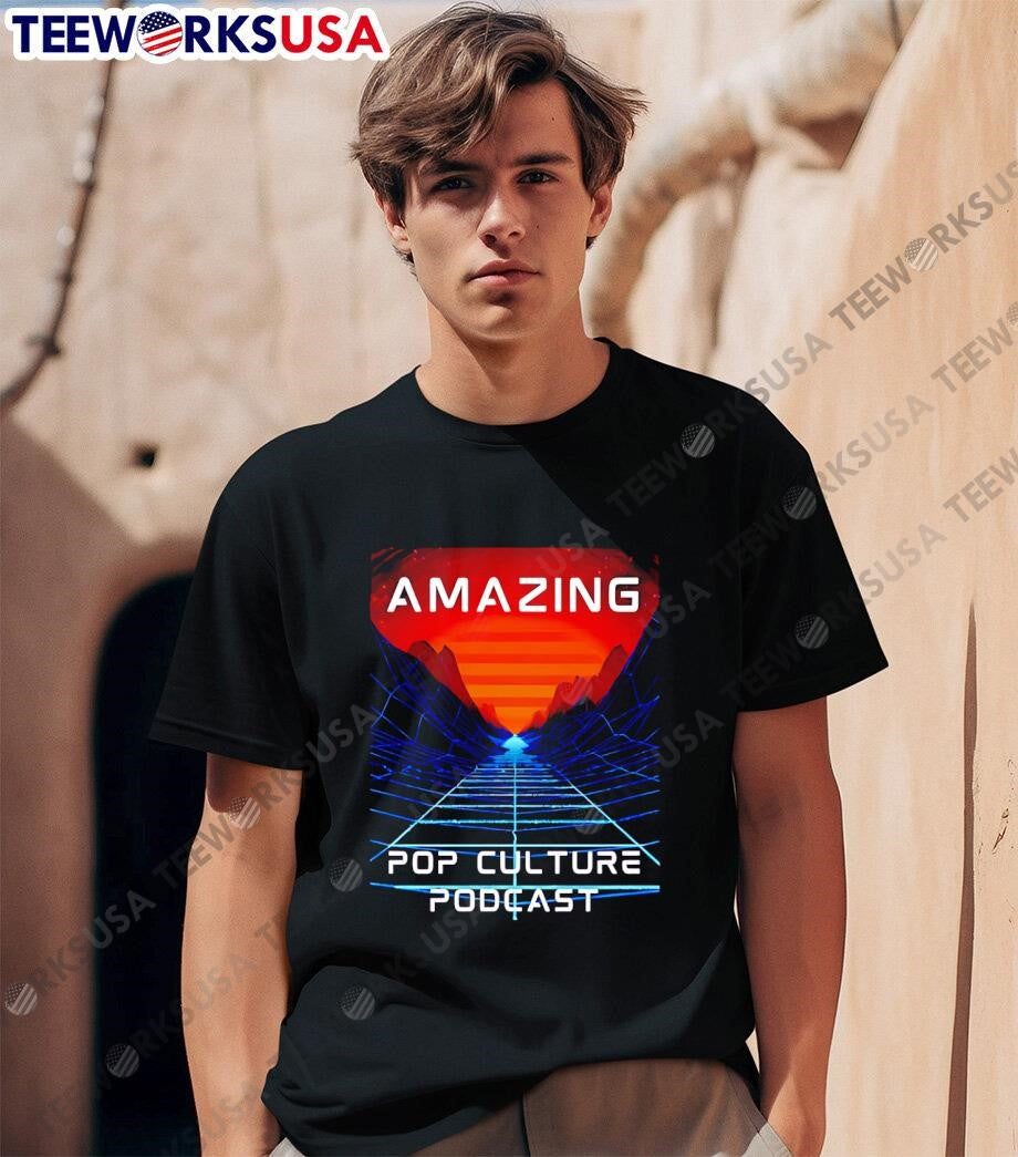 Amazing Pop Culture Podcast Synthwave - Adult & Kids T-Shirts, Sweatshirts & Hoodies apparel design preview 1