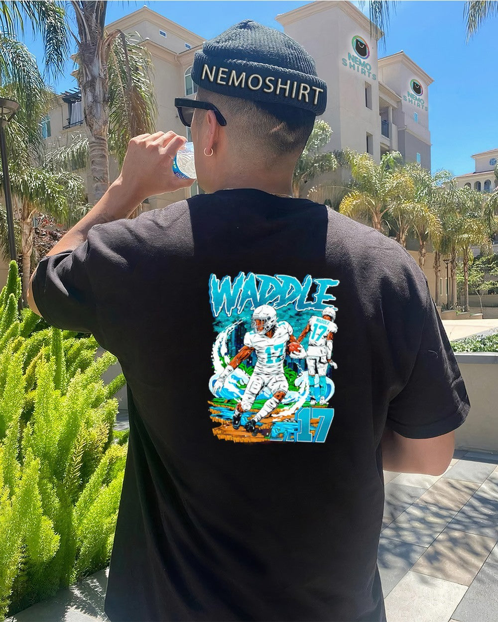 Jaylen Waddle Miami Dolphins no 17 player wave - Adult & Kids T-Shirts, Sweatshirts & Hoodies apparel design preview 4