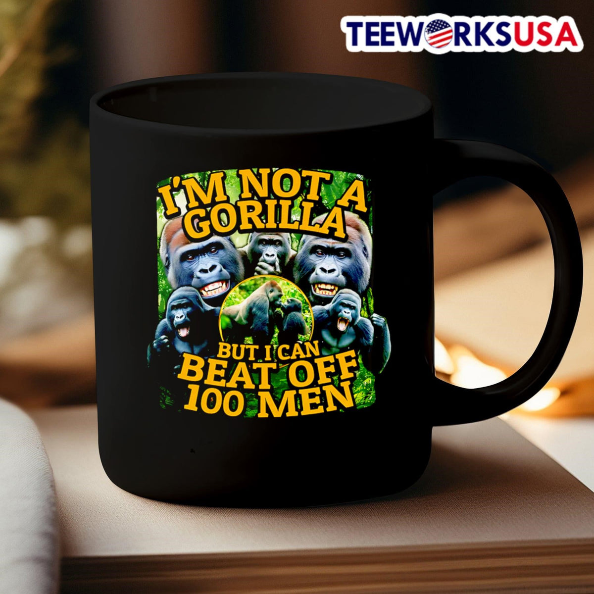 I'm not a gorilla but I can beat off 100 men graphic - Adult & Kids T-Shirts, Sweatshirts & Hoodies apparel design preview 3