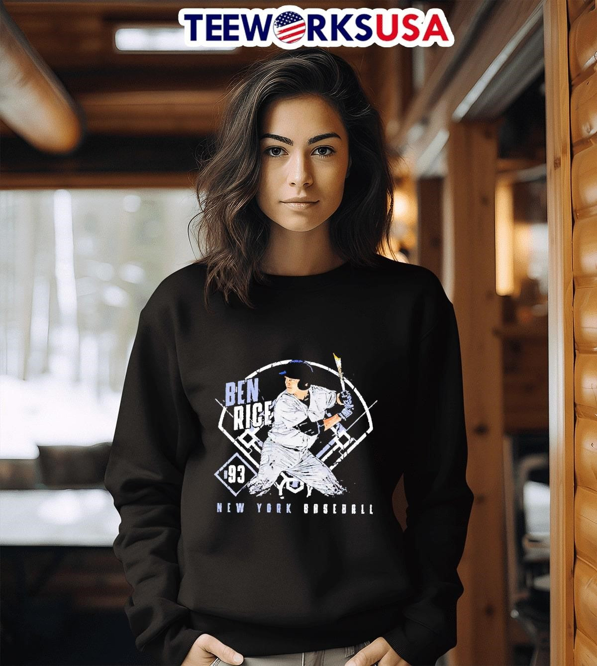 Ben Rice number 93 New York Yankees baseball player - Adult & Kids T-Shirts, Sweatshirts & Hoodies apparel design preview 3