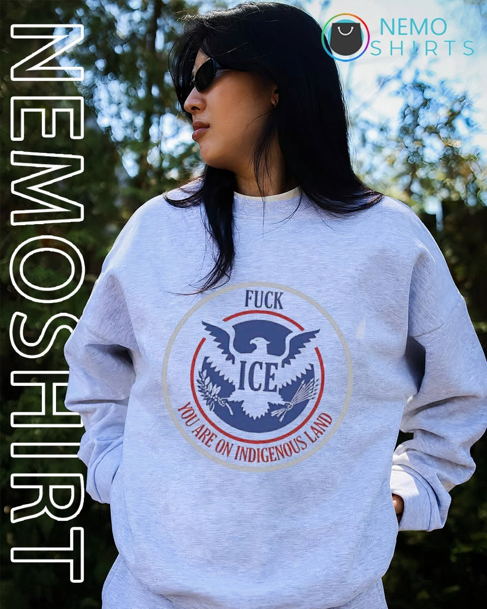 Fuck ICE you are on indigenous land - Adult & Kids T-Shirts, Sweatshirts & Hoodies apparel design preview 2