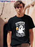 Zombies Eat Brains Dont Worry You Are Safe ghost - Adult & Kids T-Shirts, Sweatshirts & Hoodies apparel design preview 1
