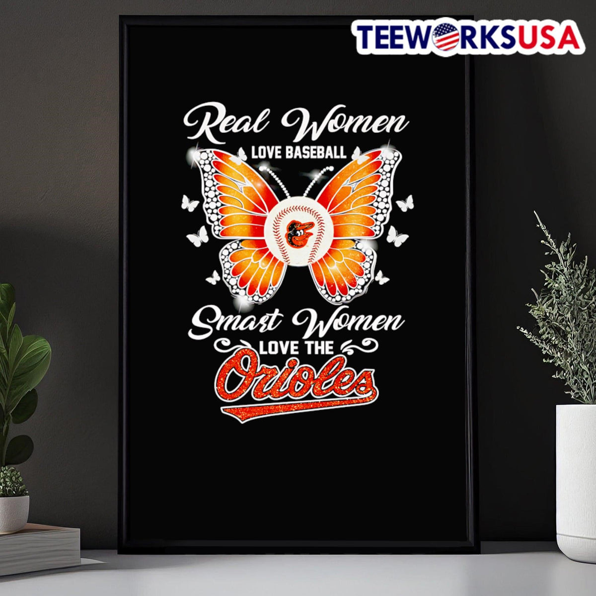 Real women love baseball smart the Orioles butterfly - Adult & Kids T-Shirts, Sweatshirts & Hoodies apparel design preview 5