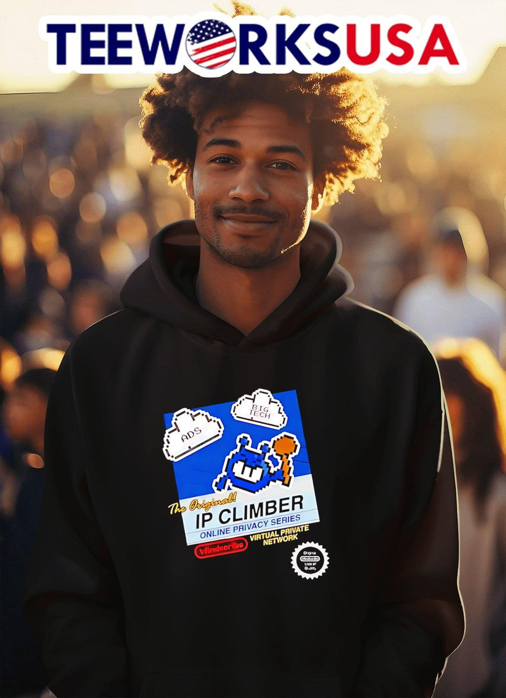 The Original Ip Climber Pixel Ads Big Tech Windscribe - Adult & Kids T-Shirts, Sweatshirts & Hoodies apparel design preview 2
