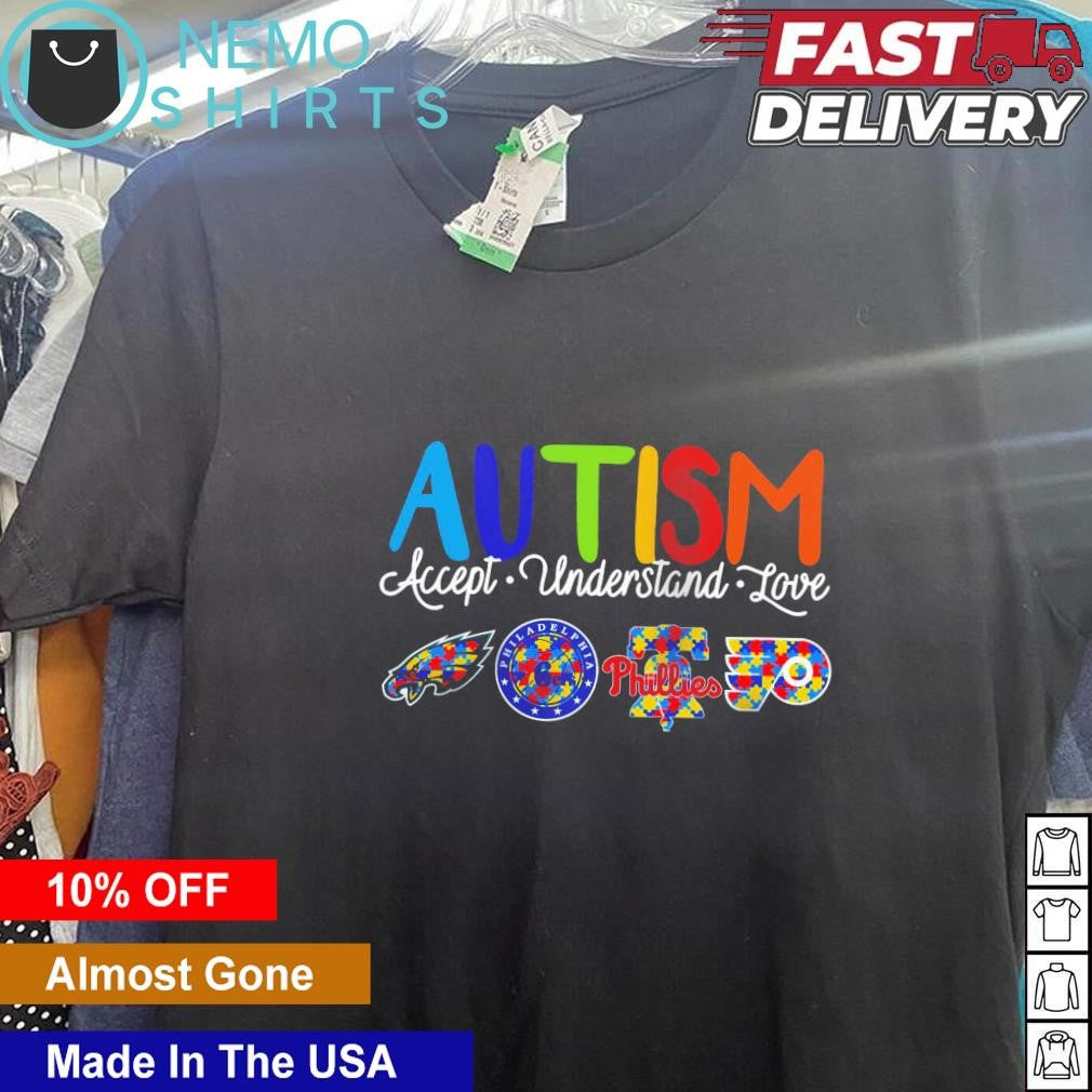 Autism accept understand love Philadelphia sports - Adult & Kids T-Shirts, Sweatshirts & Hoodies apparel design preview 5