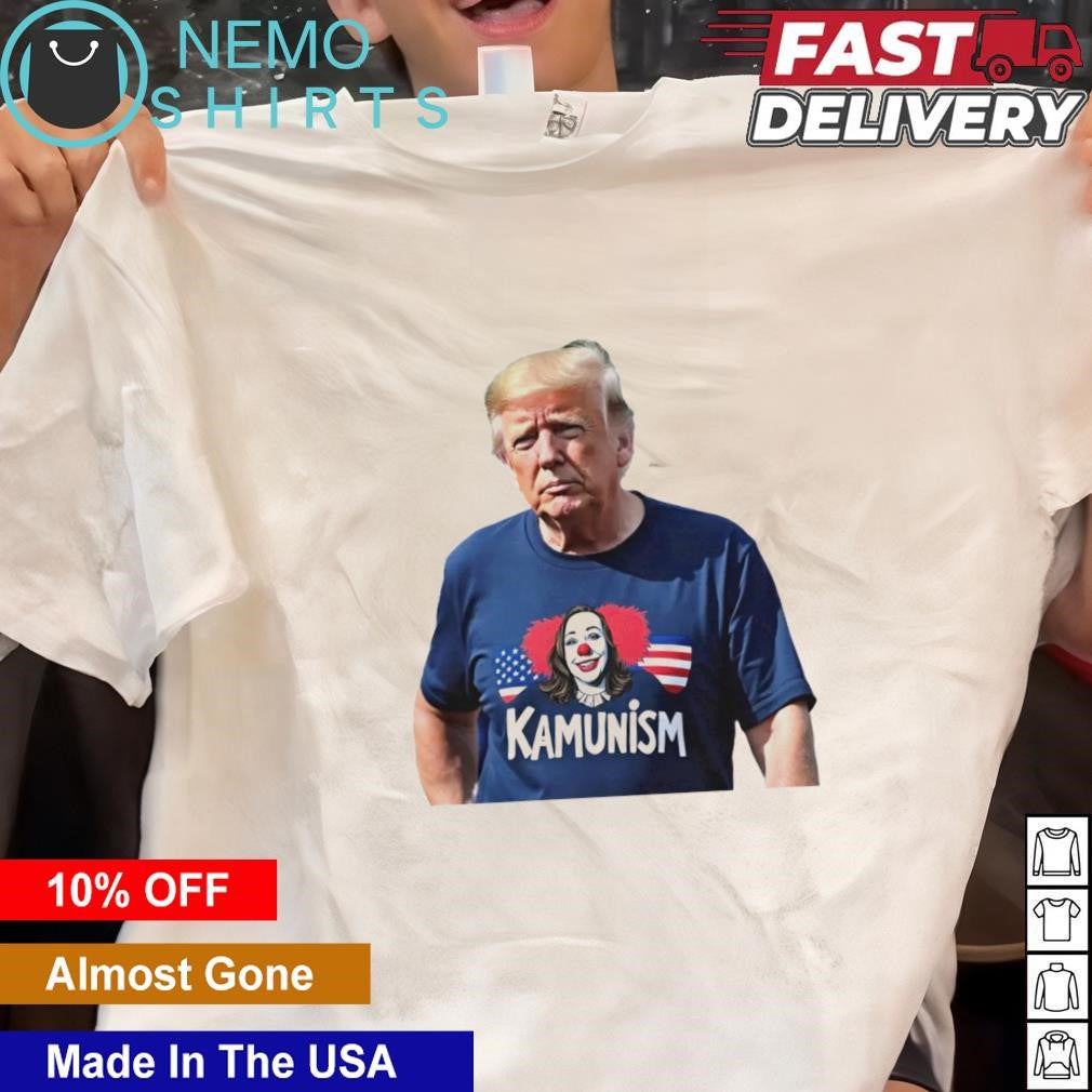 Trump wears Kamunism clown Kamala - Adult & Kids T-Shirts, Sweatshirts & Hoodies apparel design preview 1