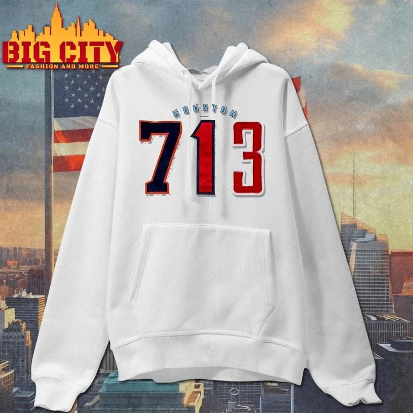 Vintage Houston 713 Football Style Number Typography - Adult & Kids T-Shirts, Sweatshirts & Hoodies apparel design preview 2