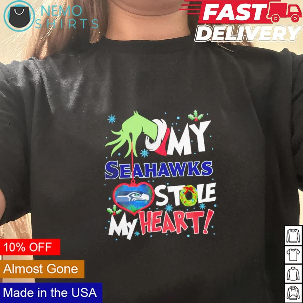 Grinch hand my Seattle Seahawks stole heart Christmas - Adult & Kids T-Shirts, Sweatshirts & Hoodies apparel design preview 3
