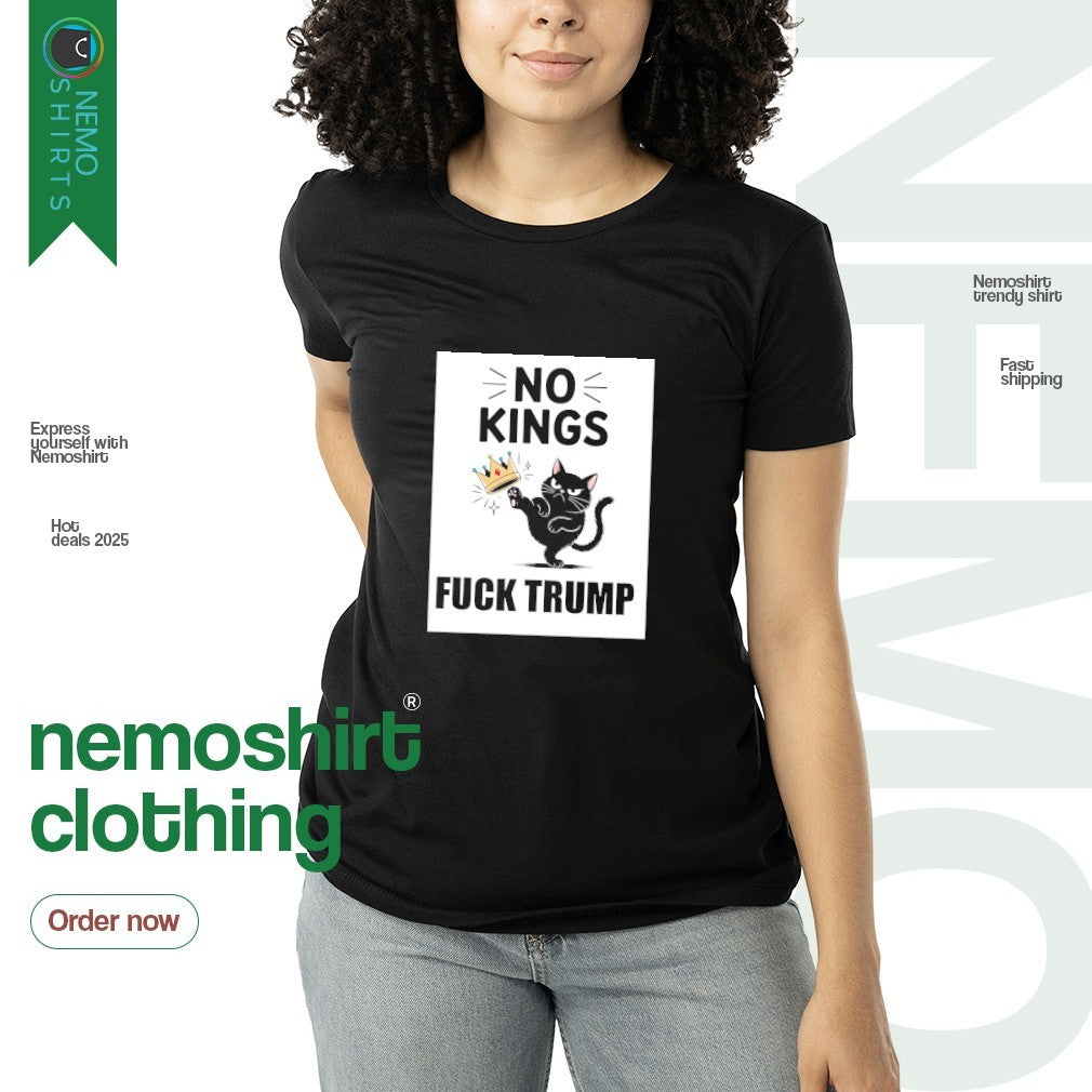 No kings fuck Trump black cat - Adult & Kids T-Shirts, Sweatshirts & Hoodies apparel design preview 3