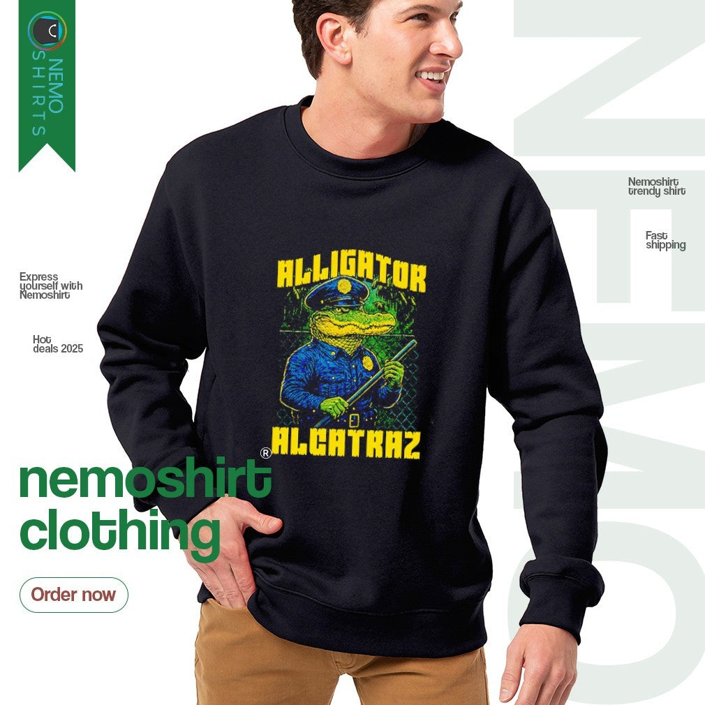 Alligator alcatraz illustration - Adult & Kids T-Shirts, Sweatshirts & Hoodies apparel design preview 4