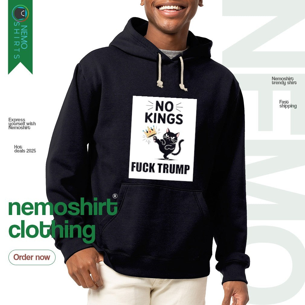 No kings fuck Trump black cat - Adult & Kids T-Shirts, Sweatshirts & Hoodies apparel design preview 2