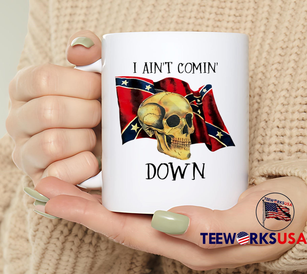 Skull i ain't comin down flag - Adult & Kids T-Shirts, Sweatshirts & Hoodies apparel design preview 6