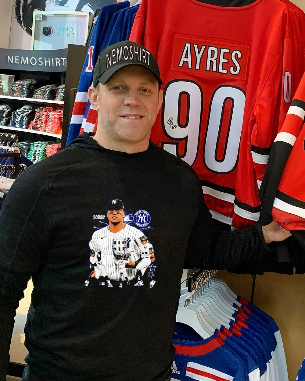 Aaron Judge New York Yankees player collage vintage - Adult & Kids T-Shirts, Sweatshirts & Hoodies apparel design preview 2