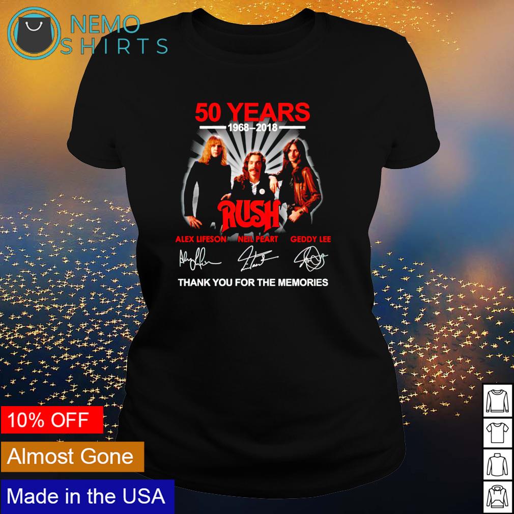 50 years 1968 2018 Rush thank you for the memories - Adult & Kids T-Shirts, Sweatshirts & Hoodies apparel design preview 3
