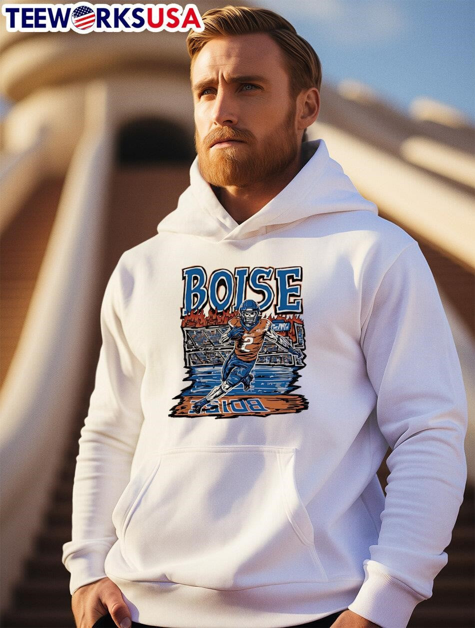 Boise State Broncos football fiery skeleton number 2 - Adult & Kids T-Shirts, Sweatshirts & Hoodies apparel design preview 2