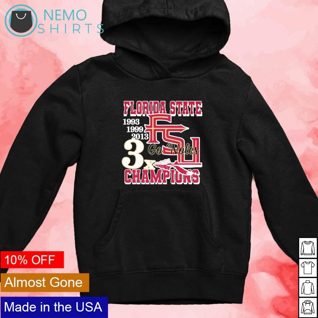 Go Noles Florida State Seminoles 1993 1999 2013 3x - Adult & Kids T-Shirts, Sweatshirts & Hoodies apparel design preview 2