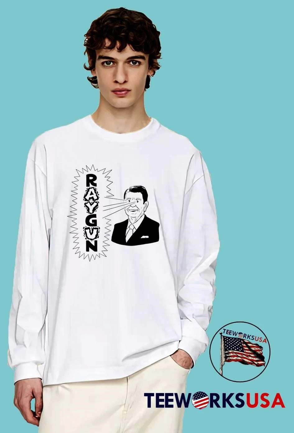 Reagan Laser Eyes Raygun - Adult & Kids T-Shirts, Sweatshirts & Hoodies apparel design preview 3
