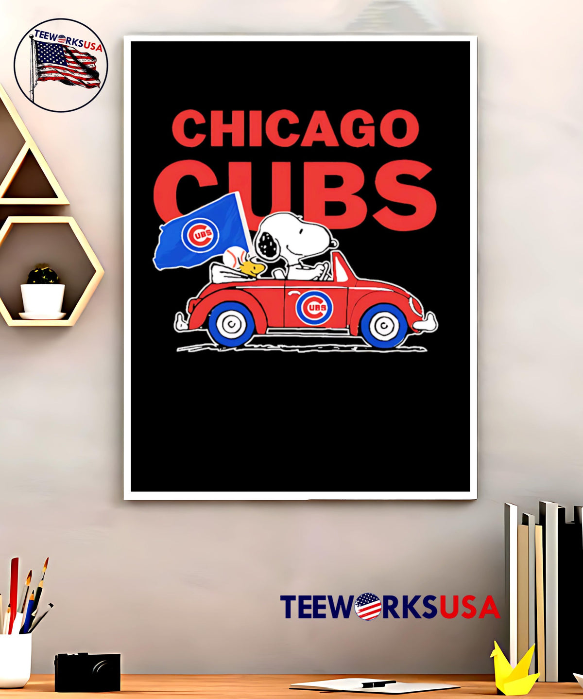 Chicago Cubs Snoopy go by car - Adult & Kids T-Shirts, Sweatshirts & Hoodies apparel design preview 5
