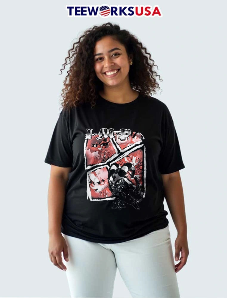 I M P Helluva Boss Characters Chibi Comic Panel - Adult & Kids T-Shirts, Sweatshirts & Hoodies apparel design preview 3