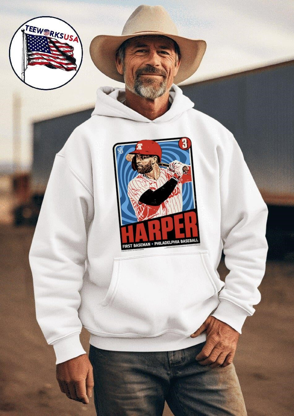 Harper First Baseman Philadelphia baseball poster - Adult & Kids T-Shirts, Sweatshirts & Hoodies apparel design preview 2