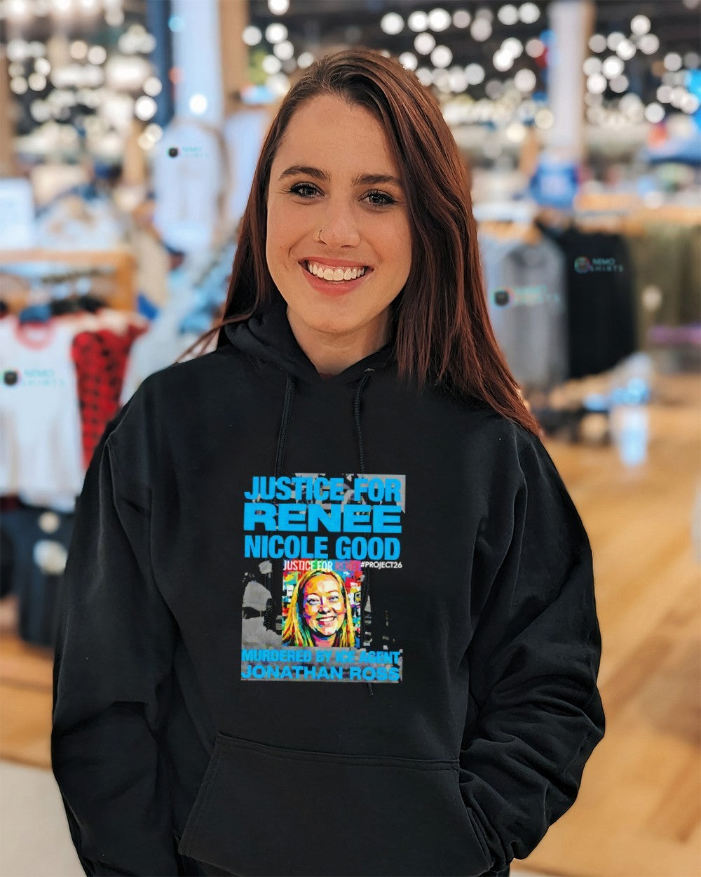 Justice for Renee Nicole Good murdered by ICE agent - Adult & Kids T-Shirts, Sweatshirts & Hoodies apparel design preview 3