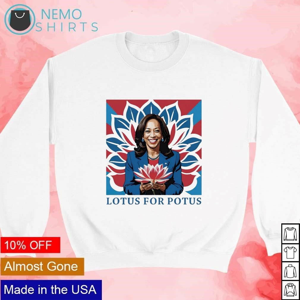 Lotus for potus Kamala Harris 2024 president - Adult & Kids T-Shirts, Sweatshirts & Hoodies apparel design preview 4