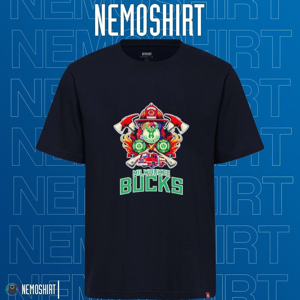 Milwaukee Bucks Fire Dept Fighters - Adult & Kids T-Shirts, Sweatshirts & Hoodies apparel design preview 1