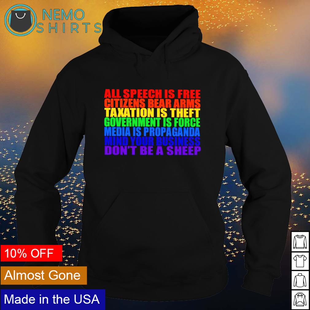 All speech is free citizens bear arms taxation theft - Adult & Kids T-Shirts, Sweatshirts & Hoodies apparel design preview 2