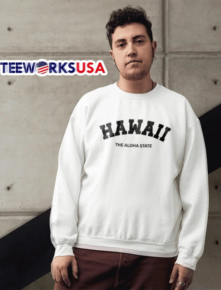 Hawaii The Aloha State Arched Varsity Lettering - Adult & Kids T-Shirts, Sweatshirts & Hoodies apparel design preview 6
