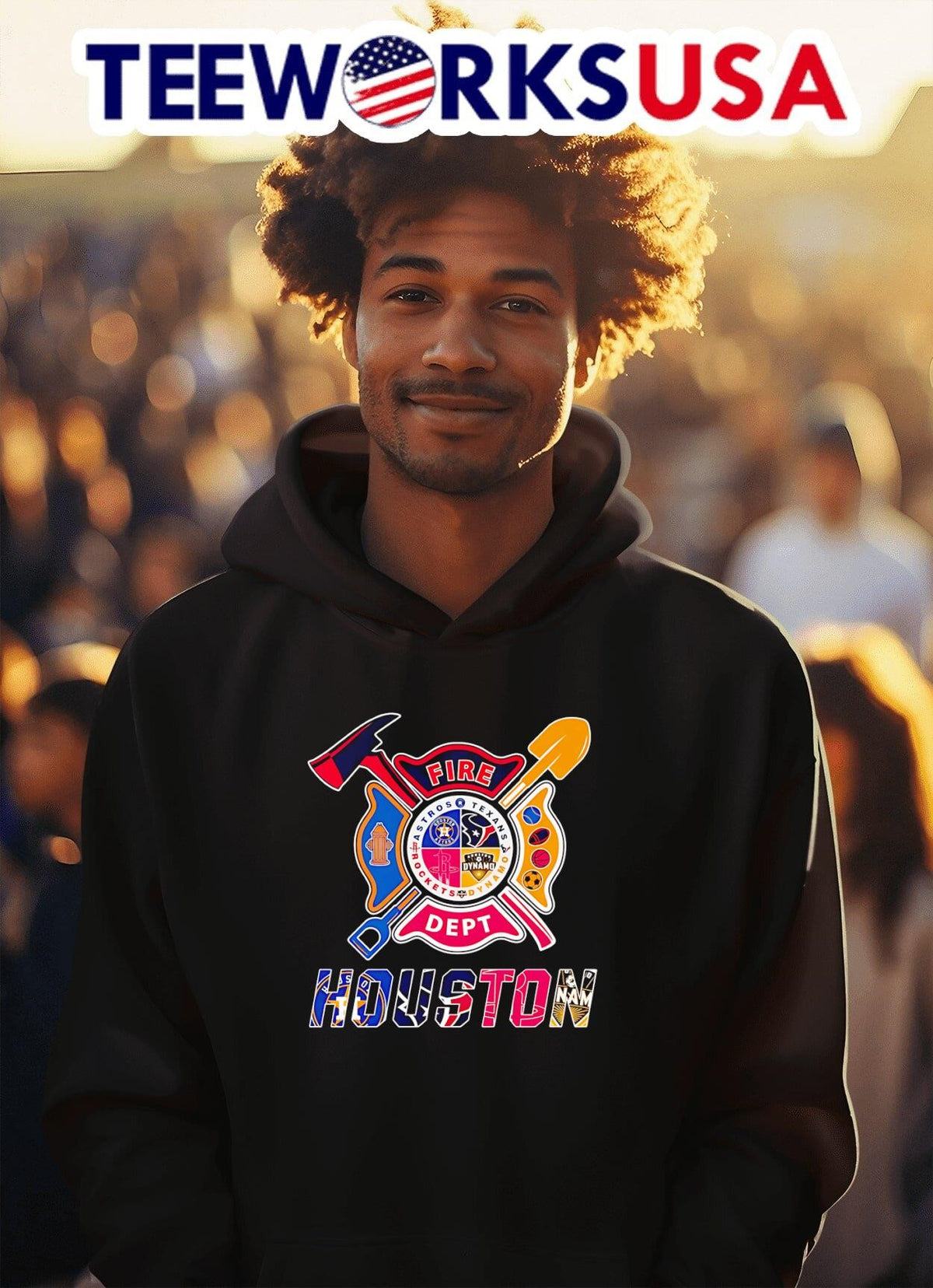 Fire dept Houston Astros Texans Dynamo Rockets - Adult & Kids T-Shirts, Sweatshirts & Hoodies apparel design preview 2