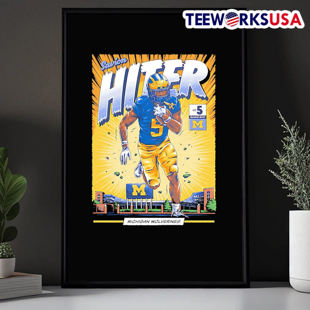 Michigan Wolverines #5 Savion Hiter - Adult & Kids T-Shirts, Sweatshirts & Hoodies apparel design preview 5