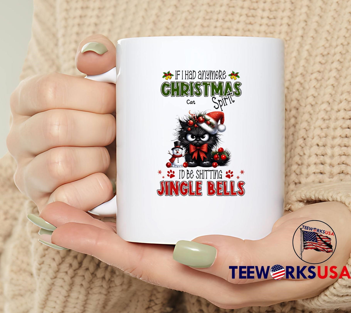 Cat if I had anymore christmas spirit I_d be shitting - Adult & Kids T-Shirts, Sweatshirts & Hoodies apparel design preview 6