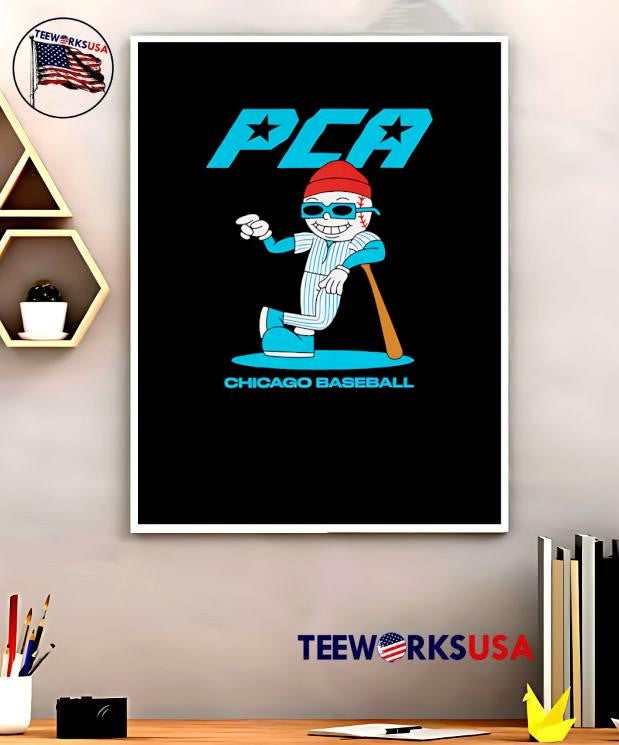 PCA Chicago Baseball Mascot Pointing at Bat - Adult & Kids T-Shirts, Sweatshirts & Hoodies apparel design preview 5